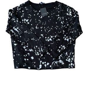 Fate Women's Black and Silver Splatter Long Sleeve Top